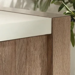Sauder Storage Cabinets<Dixon City 30"H Storage Credenza with 2 Shelves, Brushed Oak (432894)