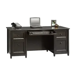 Sauder Corner Desks<Edge Water Collection 65" Wood Executive Desk, Estate Black (409042)