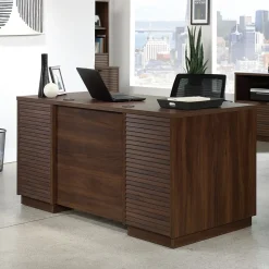 Sauder Corner Desks<Palo Alto 59"W Executive Desk, Spiced Mahogany (427792)