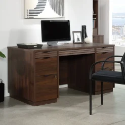 Sauder Corner Desks<Palo Alto 59"W Executive Desk, Spiced Mahogany (427792)