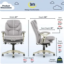 Serta Ergonomic Chairs<Claremont Ergonomic Fabric Swivel Executive Chair with Back in Motion Technology, (44186D)
