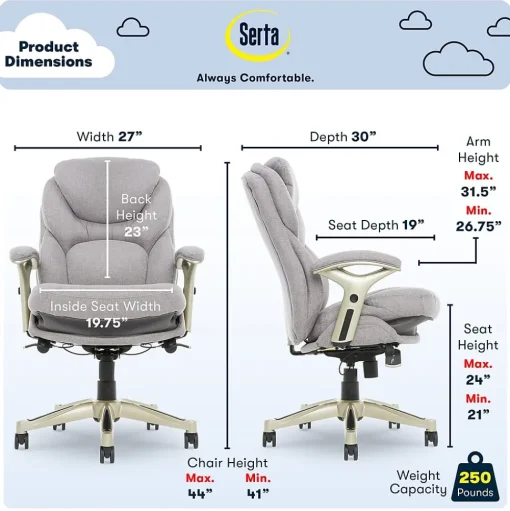 Serta Ergonomic Chairs<Claremont Ergonomic Fabric Swivel Executive Chair with Back in Motion Technology, (44186D)
