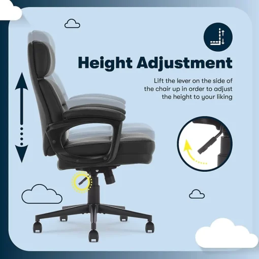 Serta Office Chairs<Comfort Ergonomic Bonded Leather Swivel Executive Chair, Black (CHR10130A)