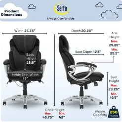 Serta Ergonomic Chairs<Works Bryce Ergonomic Bonded Leather Swivel Executive Chair, (43807A)