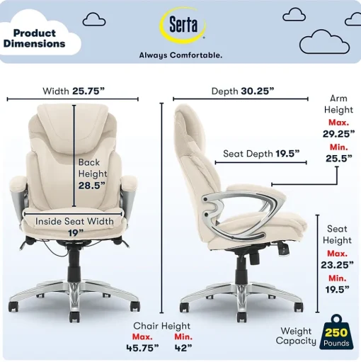 Serta Office Chairs<Works Bryce Ergonomic Bonded Leather Swivel Executive Chair, (43807B)