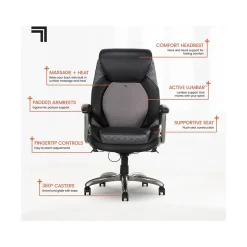 Sharper Image Ergonomic Chairs<S-600 Active Lumbar Ergonomic Bonded Leather Swivel Executive Massage Chair, (60098-BLK)