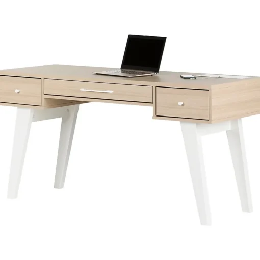 South Shore Computer Desks<Helsy 60"W Computer Desk, Soft Elm/White (13297)