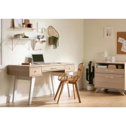 South Shore Computer Desks<Helsy 60"W Computer Desk, Soft Elm/White (13297)