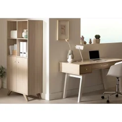 South Shore Computer Desks<Helsy 60"W Computer Desk, Soft Elm/White (13297)