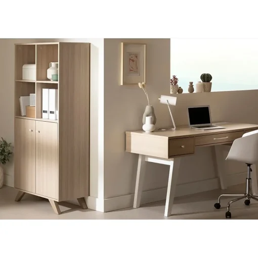 South Shore Computer Desks<Helsy 60"W Computer Desk, Soft Elm/White (13297)