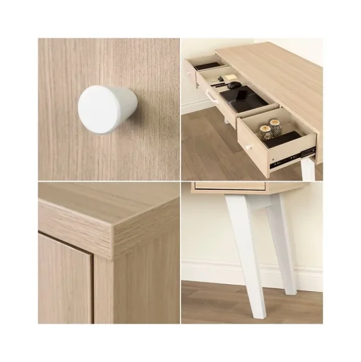 South Shore Computer Desks<Helsy 60"W Computer Desk, Soft Elm/White (13297)