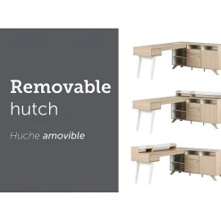 South Shore L-Desks<Helsy 78"W L-Shaped Computer Desk with Removable Hutch, Soft Elm/White (13298)