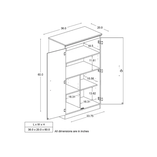 South Shore Storage Cabinets<Morgan 60" Storage Cabinet with 4 Shelves, Royal Cherry (7206970)