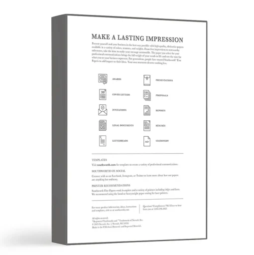 Southworth Resume Paper<8.5" x 11" Specialty Paper, 65 lbs., 100 Brightness, 100/Box (Z980CK)