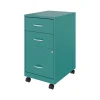 Space Solutions File Cabinets<3-Drawer Mobile Vertical File Cabinet, Letter Size, Lockable, 26.7"H x 14.25"W x 18"D, Teal (24431)