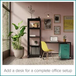 Space Solutions File Cabinets<3-Drawer Mobile Vertical File Cabinet, Letter Size, Lockable, 26.7"H x 14.25"W x 18"D, Teal (24431)