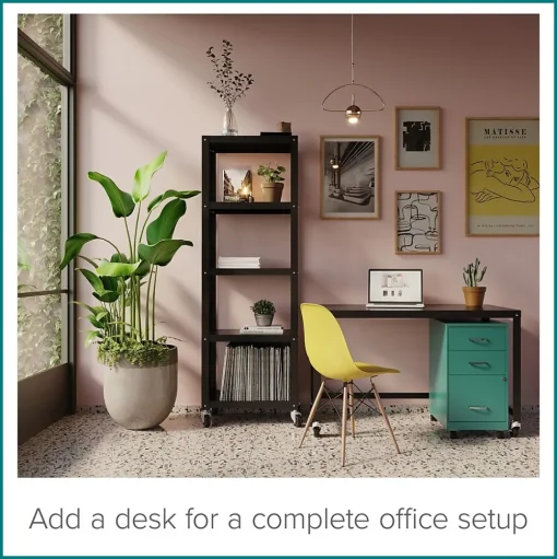 Space Solutions File Cabinets<3-Drawer Mobile Vertical File Cabinet, Letter Size, Lockable, 26.7"H x 14.25"W x 18"D, Teal (24431)