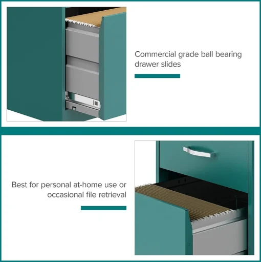 Space Solutions File Cabinets<3-Drawer Mobile Vertical File Cabinet, Letter Size, Lockable, 26.7"H x 14.25"W x 18"D, Teal (24431)