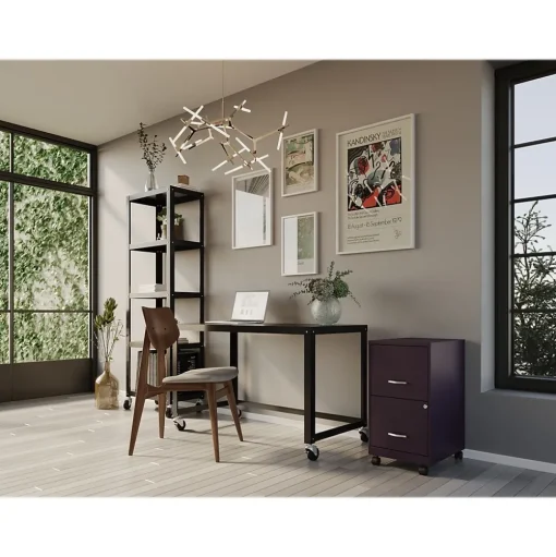Space Solutions File Cabinets<SOHO Smart File 2-Drawer Mobile Vertical File Cabinet, Letter Size, Lockable, Midnight Purple (25277)