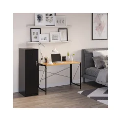 Space Solutions Computer Desks<43"W Folding Home Office Desk, Black/Teak (24969)