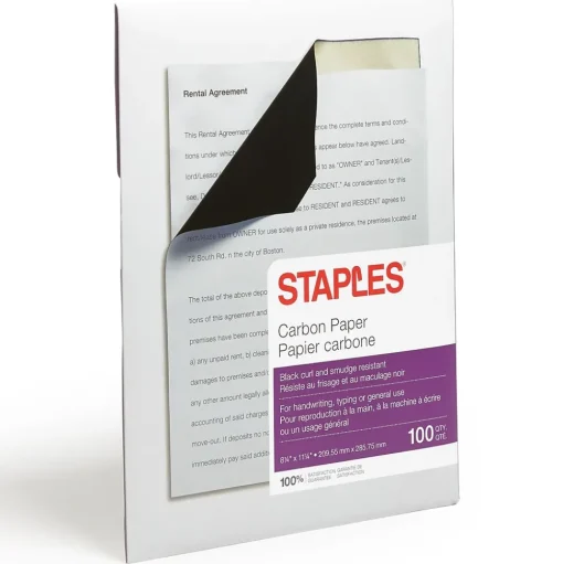 Staples Security & Carbon<® 8.25" x 11.25" Medical Carbon Paper, Black, 100 Sheets/Ream, /Box (ST34694)