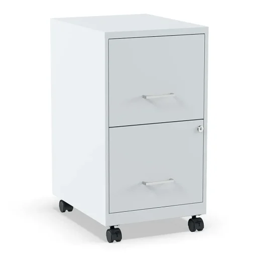 Staples File Cabinets<2-Drawer Mobile Vertical File Cabinet, Letter Size, Lockable, 26.3"H x 14.3"W x 18.9"D, Gray (ST60053-CC)