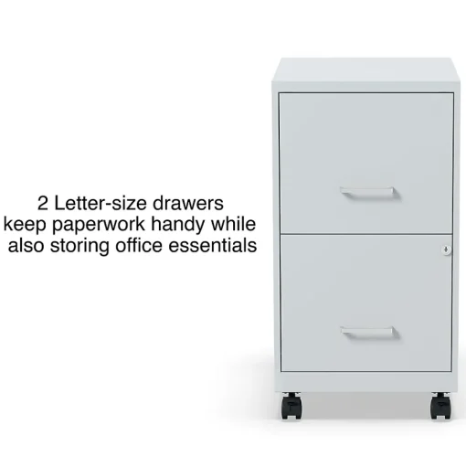 Staples File Cabinets<2-Drawer Mobile Vertical File Cabinet, Letter Size, Lockable, 26.3"H x 14.3"W x 18.9"D, Gray (ST60053-CC)