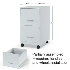 Staples File Cabinets<2-Drawer Mobile Vertical File Cabinet, Letter Size, Lockable, 26.3"H x 14.3"W x 18.9"D, Gray (ST60053-CC)