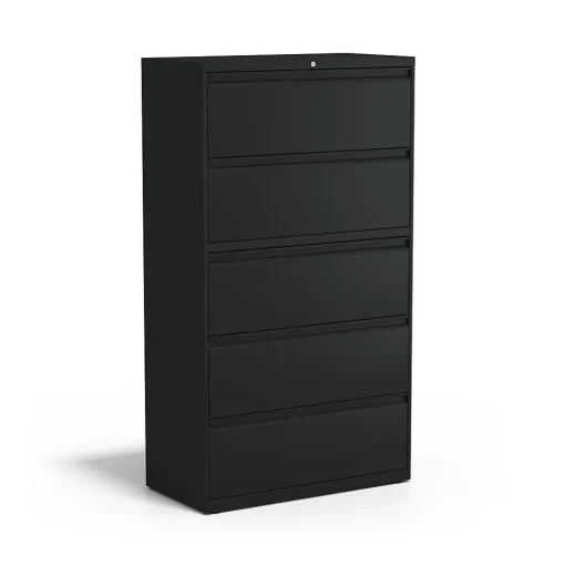 Staples File Cabinets<HL8000 Commercial 5-Drawer Lateral File Cabinet, Locking, Letter/Legal, Black, 36"W (21754D)