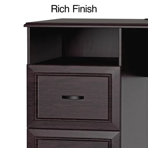 Staples L-Desks<Kendall Park 58.8"W L-Shaped Desk, Cherry (52493)