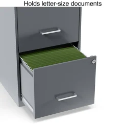 Staples File Cabinets<Light Duty 2-Drawer Mobile Vertical File Cabinet, Letter Size, Lockable, 24.1"H x 14.3"W x 18"D, Charcoal (ST52143-CC)