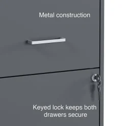 Staples File Cabinets<Light Duty 2-Drawer Mobile Vertical File Cabinet, Letter Size, Lockable, 24.1"H x 14.3"W x 18"D, Charcoal (ST52143-CC)