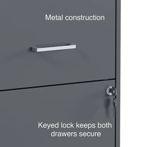 Staples File Cabinets<Light Duty 2-Drawer Mobile Vertical File Cabinet, Letter Size, Lockable, 24.1"H x 14.3"W x 18"D, Charcoal (ST52143-CC)