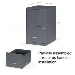 Staples File Cabinets<Light Duty 2-Drawer Mobile Vertical File Cabinet, Letter Size, Lockable, 24.1"H x 14.3"W x 18"D, Charcoal (ST52143-CC)