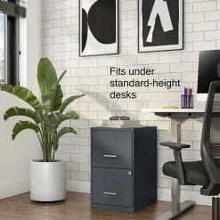 Staples File Cabinets<Light Duty 2-Drawer Mobile Vertical File Cabinet, Letter Size, Lockable, 24.1"H x 14.3"W x 18"D, Charcoal (ST52143-CC)