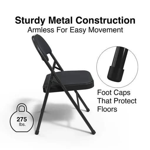 Staples Folding & Stacking<Luxura Faux Leather Folding Chair, Black, 4/Pack (51504)