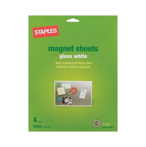 Staples Photo Paper<Magnetic Glossy Photo Paper, 8.5" x 11", 4/Pack (34747-CC)