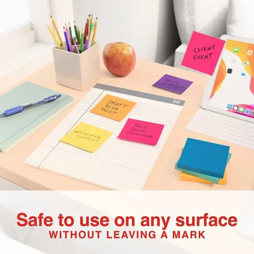 Staples Sticky Notes<Notes, 3" x 3", Sorbet Collection, 100 Sheet/Pad, 12 Pads/Pack (S-33BO12/52566)