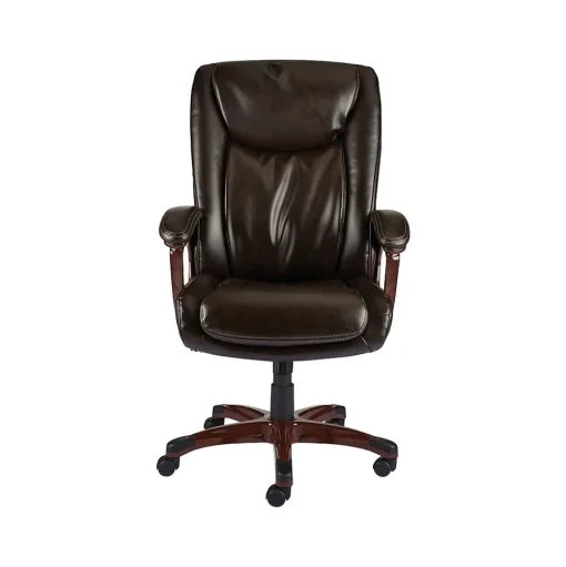 Staples Office Chairs<® Westcliffe Ergonomic Leather Swivel Executive Chair, Brown (50219R-CC)