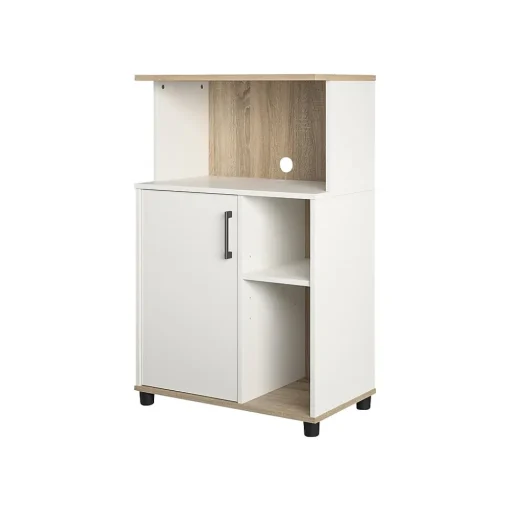 System Build Storage Cabinets<Whitmore 42" Microwave Stand with 6 Shelves, Rustic White/Oak (7014500COM)