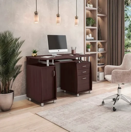 Techni Mobili Corner Desks<47"W Computer Desk, Chocolate (RTA-4985-CH36)