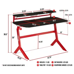 Techni Sport Computer Desks<Stryker 50" Computer Desk, Red/Black (RTA-TS201-RED)