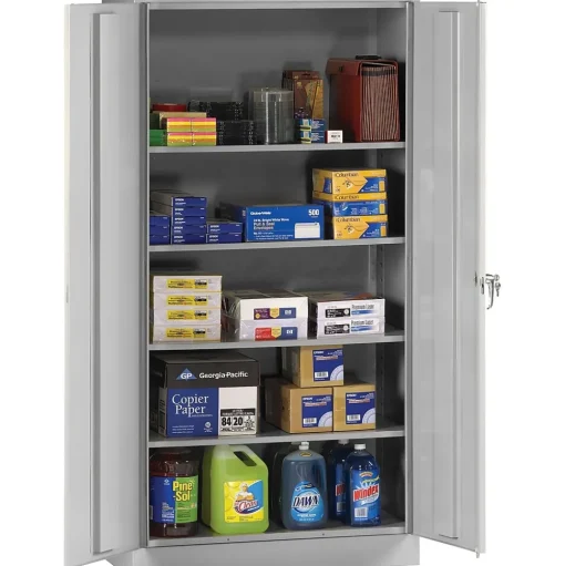 Tennsco Storage Cabinets<72" Steel Storage Cabinet with 5-Shelves, Light Grey (7224-LGY)