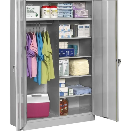 Tennsco Storage Cabinets<® Jumbo Combination Steel Storage Cabinet, Light Gray, 78H x 48W x 24"D