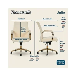 Thomasville Furniture Ergonomic Chairs<Jolie Ergonomic Fabric Swivel Desk Chair, (60068-CRM)