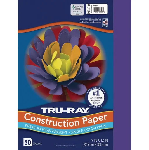 Tru-Ray Construction Paper<9" x 12" Construction Paper, Purple, 50 Sheets (P103019)