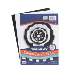 Tru-Ray Construction Paper<9" x 12" Construction Paper, Black/White, 144 Sheets/Pack (P6676)
