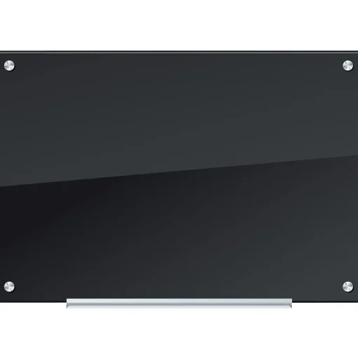 U Brands Dry Erase<Black Glass Dry Erase Board, Frameless, 35" x 23" (170U00-01)