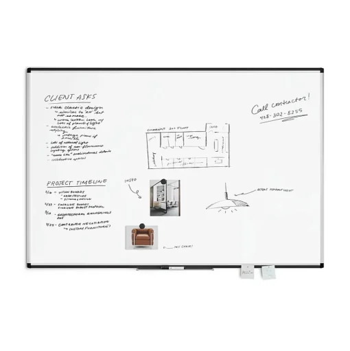 U Brands Dry Erase<PINIT Steel Dry-Erase Whiteboard, Aluminum Frame, 6' x 4' (2808U00-01)