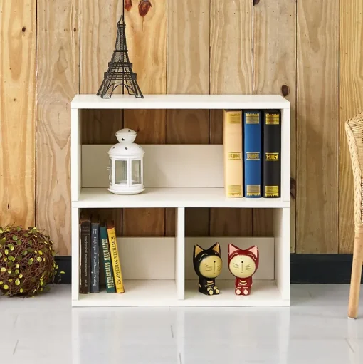 Way Basics Bookcases<24.8"H Collins Cubby Bookcase, Organizer and Modern Eco Storage Shelf, White (WB-2SHELF-3-WE)